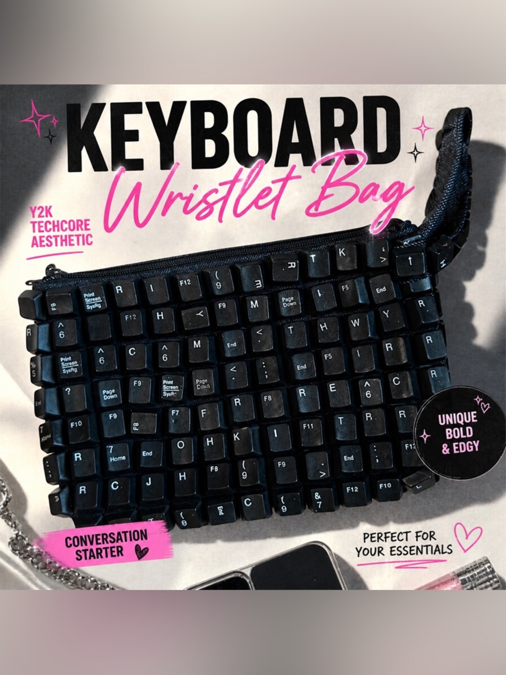 Keyboard Key Wristlet | Y2K Techcore Bag